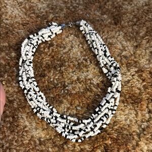 Vintage Black and White Beaded Necklace